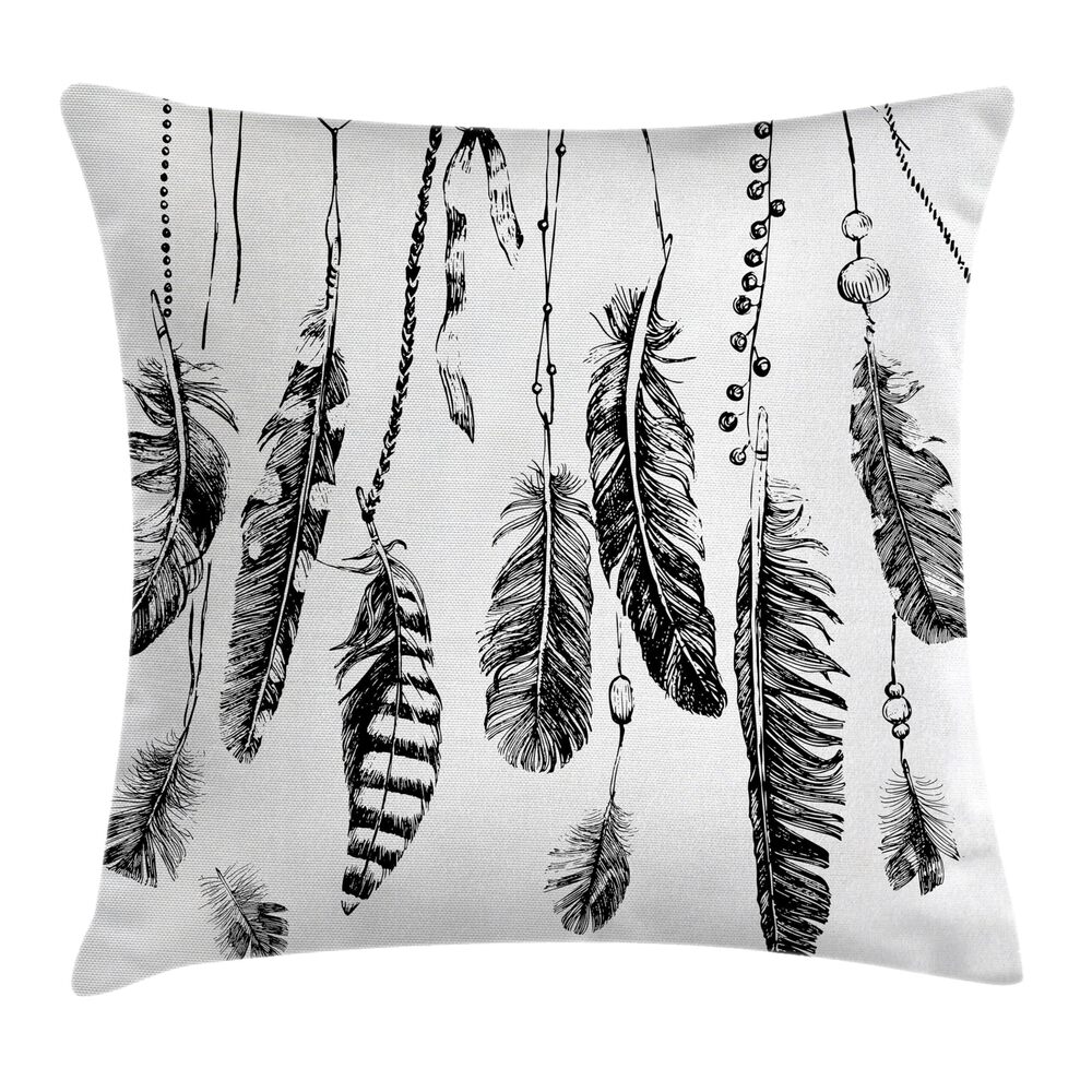 8165 Ethnic Throw Pillow Cushion Cover, Simplistic Hand Drawn Design of